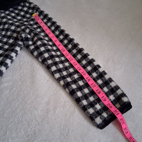 Talbots Vintage Women's Small Black & White Plaid Velvet Trim Fleece Jacket - Picture 14 of 14